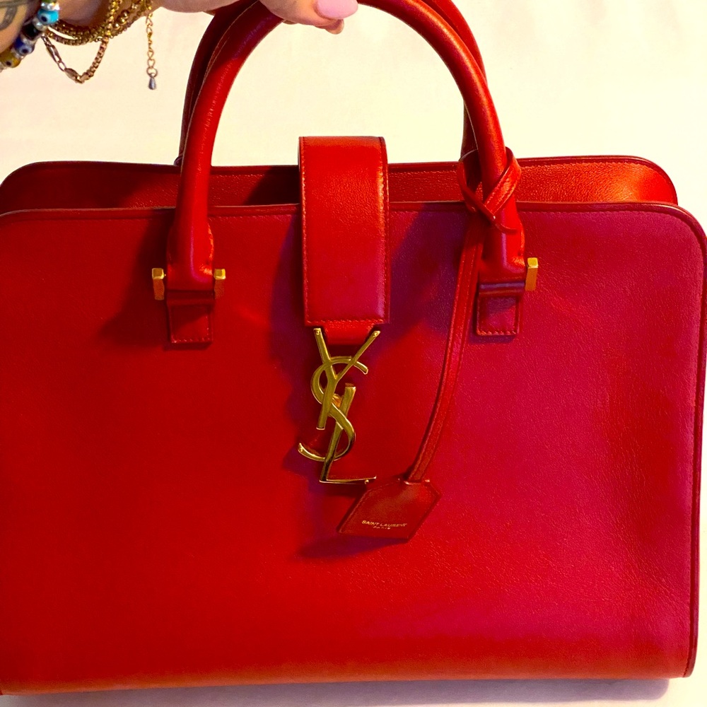 YSL red top handle bag
